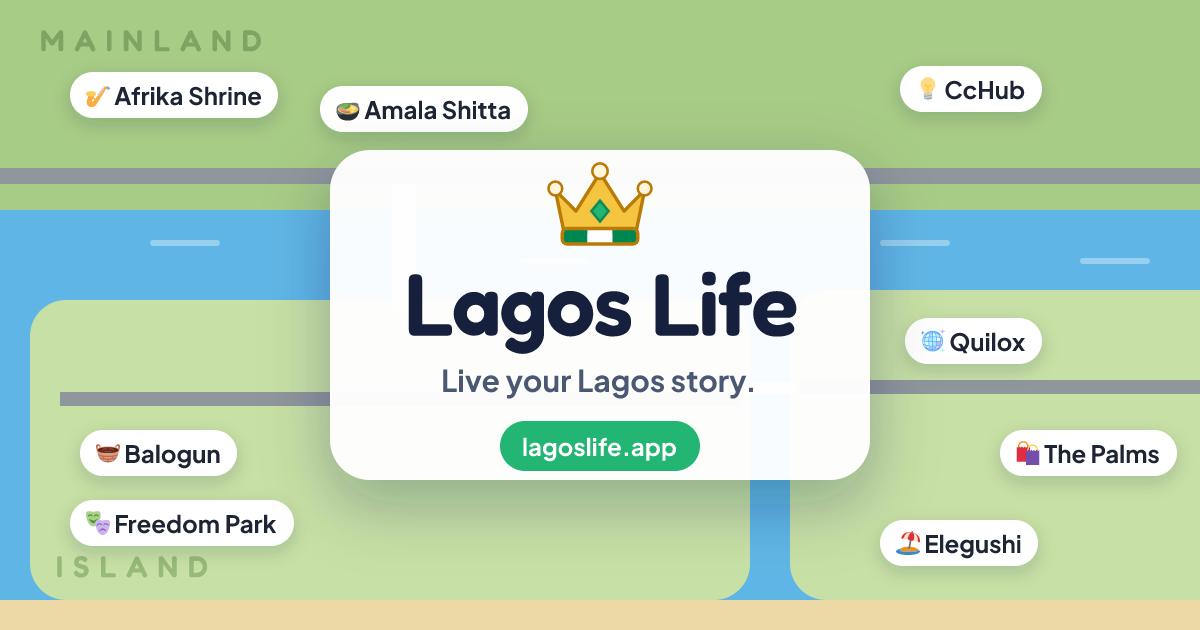 Official Lagos Life artwork showing its city setting.